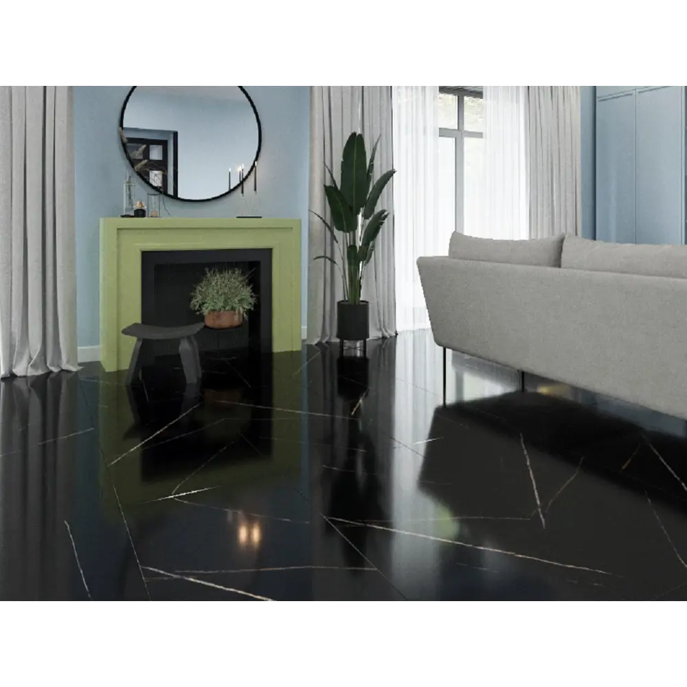 Керамогранит "Sonex" Saint Laurent Black High Glossy полированный 60x120 см 1.44 м2 цвет черный — купить в Урае