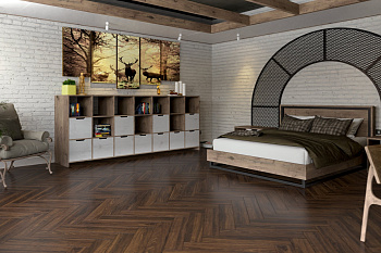 Инженерный паркет «Damy Floor» Каштановый (укладка елочкой) — фото и характеристики